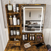 Vanity Desk with Lighted Mirror, Stool & Power Station