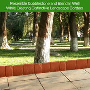 Plastic Garden Lawn Edging 20-Piece Cobblestone Effect
