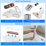 16KPa Mattress Vacuum – Handheld UVC Cleaner with Dual Dust Bins & Washable Filter