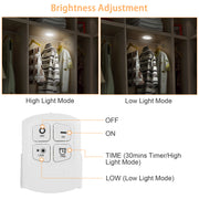 3 Pack LED Closet Lights Wireless Puck Lights w/ 26FT Remote Control Timer Dimmable Battery Operated Stick On Taps Lights for Cabinet Kitchen Stairs