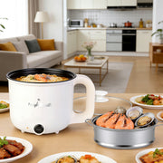Electric Hot Pot with Steamer 1.8L Dual Power Ceramic Cooker