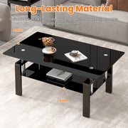 Tempered Glass Coffee Table with 2-Layer Design