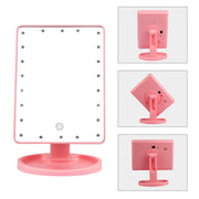 22 LED Lights Rechargeable Cosmetic Mirror 180¡ Rotation Makeup Mirror Touch Control Dimmable Vanity Mirror