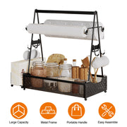 Utensil Caddy Metal Grill Caddy with Paper Towel Holders Utensil Holder	for Outdoor Picnic Barbecue Camping Grilling Tools Storage Organizer Barbecue