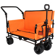 Folding Wagon Cart with Bench Seat & Canopy - 500lbs Capacity