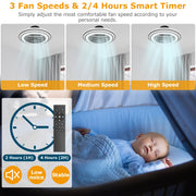 20.5in Ceiling Fan with Light RoundÊPendant Fan Lamp 30W LED Ceiling Fan with 3-Fan Speed Remote Control Timer APP Control