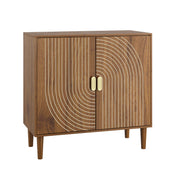 Walnut Buffet Sideboard Cabinet with Line Groove Doors