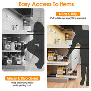 Pull Out Cabinet Organizer Stick On Drawer Carbon Steel Pull Out Shelf Slide Out Pantry Organizer for Kitchen Bathroom Living Room 11.93"Wx16.61"Dx2.2