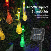 Outdoor Solar String Lights 21 Feet 30 LEDs Water Drop Solar Powered Lights Waterproof Solar Fairy Lights Decorative Solar Powered Lights for Home Pat