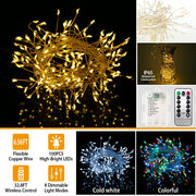 2M 100 LED Fairy String Lights Copper Wire w/Remote Control Party Xmas Decore Lights