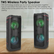 Portable Wireless Party Speaker RGB Colorful Lights DJ PA System with TWS Function FM Radio USB MMC Card Reading Aux In Recording Function Mic Priorit