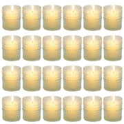 Clear Glass Votive Candle Holders Set of 24 with Embossed Design