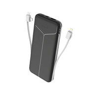 10000mAh Power Bank Portable Charger | Built-In Cables, US Plug, 4 Outputs & 3 Inputs