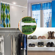 Tension Curtain Rod Spring Load Adjustable Curtain Pole Heavy-Duty Steel 4 Sizes for Bathroom Wardrobe Kitchen Balcony