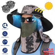Solar Fan Hat with UPF50+ Sun Protection and Neck Flap