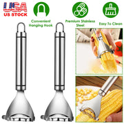 2Pcs Stainless Steel Corn Cob Peelers One-Step Cob Kerneler Remover Kitchen Corn Stripper Cutter Slicer Thresher Tool