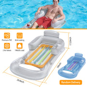59in Inflatable Pool Float Raft with Headrest Armrest Cupholder Swimming Pool Lounge Air Mat Chair