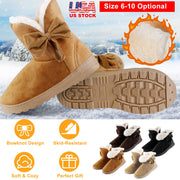 Women's Women's Snow Boots Super Soft Fabric Mid-Calf Winter Shoes Thickened Plush Warm Lining Shoes with  Anti-Slip Rubber Base Bowknot