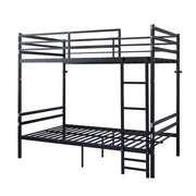 Twin Over Twin Metal Bunk Bed with Ladder and Guardrails