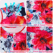 Women Summer Shirts Tops Loose Short Sleeve T Shirts Casual Floral Printed Button Shirts Blouse S-XXL