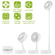 Portable Folding Desk Table Fan Quiet USB Rechargeable Telescopic Standing Floor Fan w/ 4 Speeds Adjustable Height 180¡ Tilting Angle For Office Home