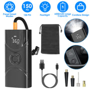Car Tire Inflator Pump Portable Car Air Compressor 6000mAh Wireless Electric Air Pump 150 PSI with LED Light