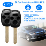 2Pcs Keyless Entry Remote Shell Case Fit For Honda Accord 2008-2012 Car Key Fob Pad Replacement N5F-S0084A N5F-A05TAA w/ Uncut Blade