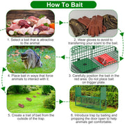 30in 1 Door Live Animal Cage Trap For Animals Under 5LBS Easy To Setup Humane Galvanized Iron Trap Cage For Small Cats Rabbits Squirrels Moles Chipmun