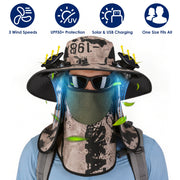 Solar Fan Hat with UPF50+ Sun Protection and Neck Flap