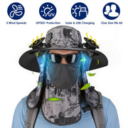 Solar Fan Hat with UPF50+ Sun Protection and Neck Flap