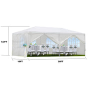 30′L × 10′W × 8.2′H Outdoor Waterproof Canopy Gazebo Patio Party Tent with 3 Window Sidewalls, 2 Zipper Walls for Weddin