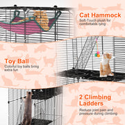 3-Tier Cat Cage Enclosure Indoor Cat Cage Playpen With Hammock Toy Ball Ladder DIY Iron Wire Cat House Kennels Crate For 1-2 Cats Ferret Rabbit Small