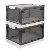 2 Packs Foldable Storage Bins Collapsible Storage Box Organizer Stackable Toy Container with Double Doors Top Lid Rolling Wheels for Clothes Toys Book