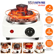 Electric Charcoal Burner 500W Hookah Charcoal Burner Compact Coal Burner for Hooka Cubes Shisha with Grill and Tongs 5 Temperature Gears 338℉-1022℉ Th