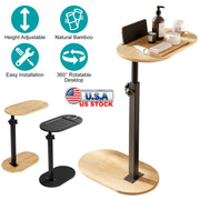C-Shaped Bathtub Tray Table With Adjustable Height 360° Rotatable Desktop Freestanding Bath Caddy Against Wall Couch Bed Sofa Side Table