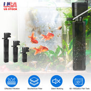 4 in 1 Submersible Aquarium Filter for 60 to 160Gallon Fish Tank Powerful Internal Fish Tank Filter with Biochemical Cotton Filter For Saltwater Fresh