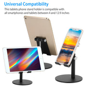 Cell Phone Stand Universal Tablets Phones Stand Holder Height Angle Adjustable Desktop Phone Stand No-Slip Aluminum Alloy Thick Case Friendly Phone Ho