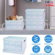 2Pcs 56L Collapsible Storage Bins With Dustproof Lid Waterproof Interior Bag Handle Stackable Storage Box Container Utility Organizer Crate For Campin