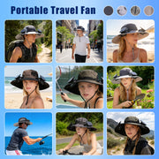 Solar Fan Hat with UPF50+ Sun Protection and Neck Flap