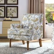 Floral Upholstered Accent Chair with Nailhead Trim