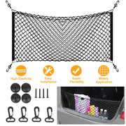 Trunk Cargo Net Stretchable Universal Elastic Truck Net Rear Seat Trunk Storage Organizer Net with Fasteners and Hardware Flexible Nylon Car Storage M
