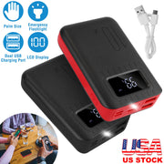 10000mAh Portable Power Bank External Battery Pack Charger Dual USB Charge Ports with LCD Display Flashlight Type C Micro USB Lightning Input Ports