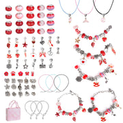 66Pcs Charm Bracelet Making Kit Kids\' Jewelry Necklace Making Kits Colorful DIY Charm Beads Pendant SetÊJewelry Decor Supplies with Gift Box for 5-12