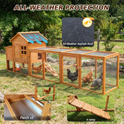 Chicken Coop with Run for 4-6 Chickens, Weatherproof Wood