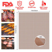 BBQ Grill Mat Non-Stick Mesh Mat Baking Sheet Liner Reusable Reversible Washable for Outdoor Gas Charcoal