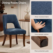 Upholstered Dining Chairs Set of 2 with Curved Rubberwood Legs
