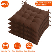 4Pcs Chair Cushion Pads Pillow 15.75x15.75x2.37in Soft Tie On Square Sitting Mats For Home Office Car Sitting Travel