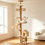 Floor-to-Ceiling Cat Tree with Adjustable Height & Sisal Post