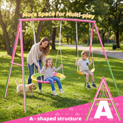 Outdoor Swing Set with Saucer & Belt Swings - 330lbs Capacity