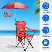 Camping Chair with Umbrella - Foldable Outdoor Chair 330lbs